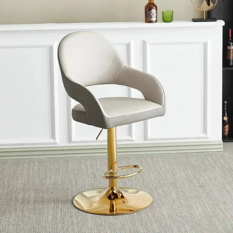 

Leather Adjustable Indoor Bar Stools Faux Modern Disk Base Cover Dust Bar Stools European Lifting Taburete Alto Room Furnitures