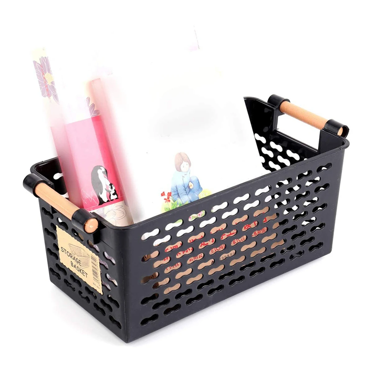 Desktop Snack Storage Basket Hollow Storage Basket Portable Rectangular Plastic Frame Storage Sundries Box(6Pcs)