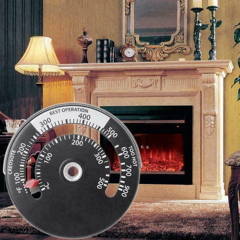 Temperature Monitor Thermometer Stove Thermometer Wood Burner For Fireplace 6.3cm*0.9cm Aluminum Alloy Flue Log