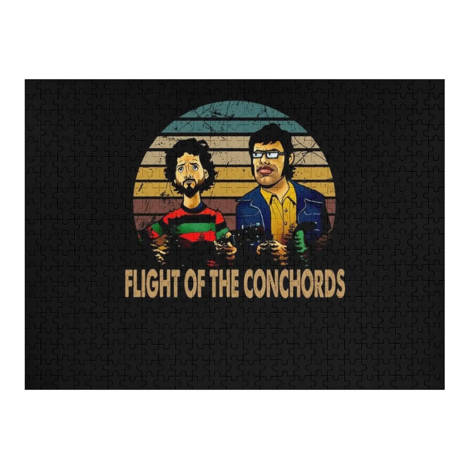 

Retro image the flight art of the conchords gift for fans Jigsaw Puzzle Woodens For Adults Custom Wood Name Wooden Toy Puzzle