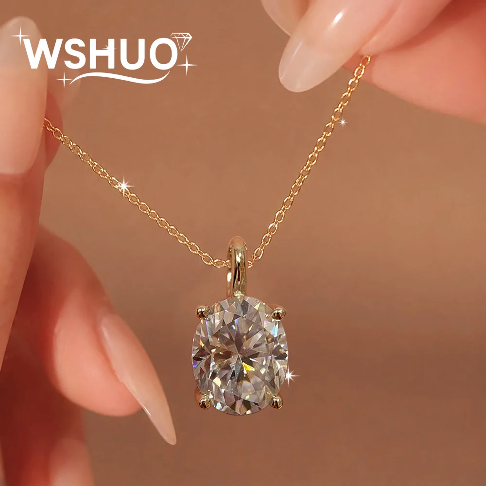 1/2carat Oval Cut Moissanite Pendant Necklace for Women 100% S925 Silver D Color VVS1 Solitaire Diamond Neckchain with GRA