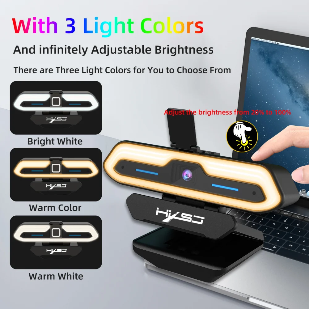 USB Full HD 1080p Webcam Auto Focus Built-in Microphones Camera WIth 3 Colors Fill Light AF Web Cam For Windows Linux Mac OS