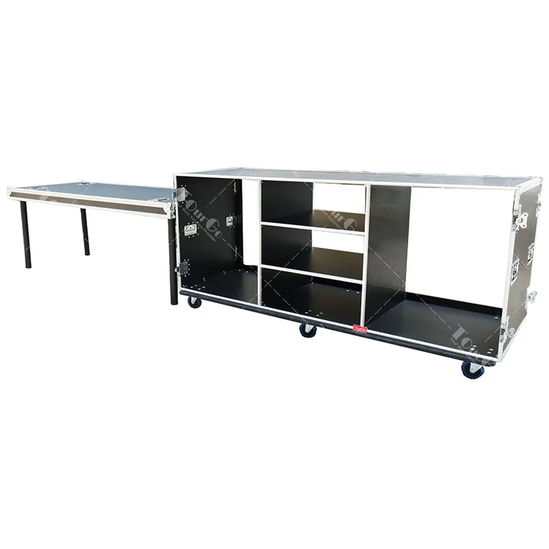 Custom Coffee Machine Drawer Flight Road Case with Removable Side Table