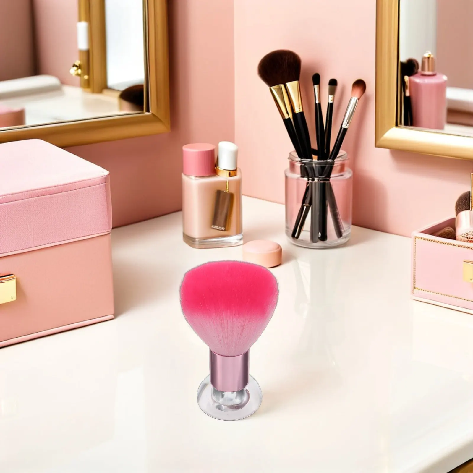 3Pcs Powder Brush Large Soft Dome Face Makeup Tool Portable Standing Base Blush Bronzer Professional Brush