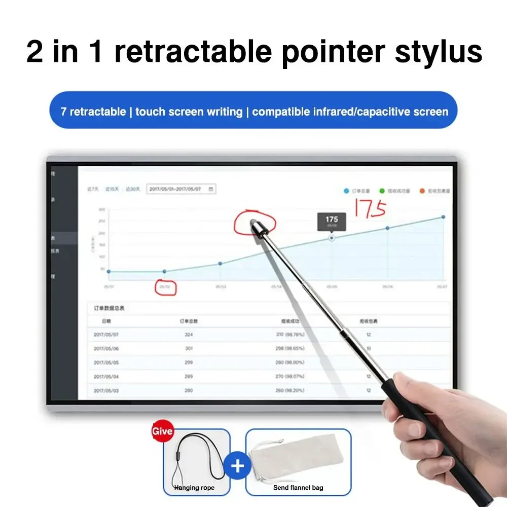 Teaching Tools Retractable Teaching Stick PPT Presentation Educational Equipment Whiteboard Pointer Pen Extendable