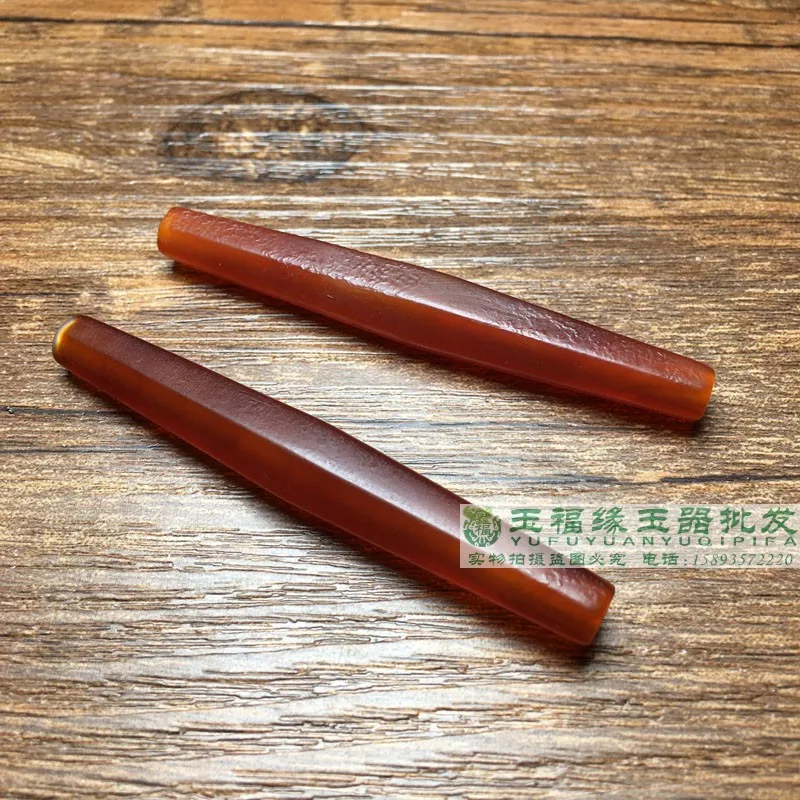 

1pcs/lot antique Liao Jin old agate orange peel pattern large size long six rib tube bead bamboo knot tube accessories