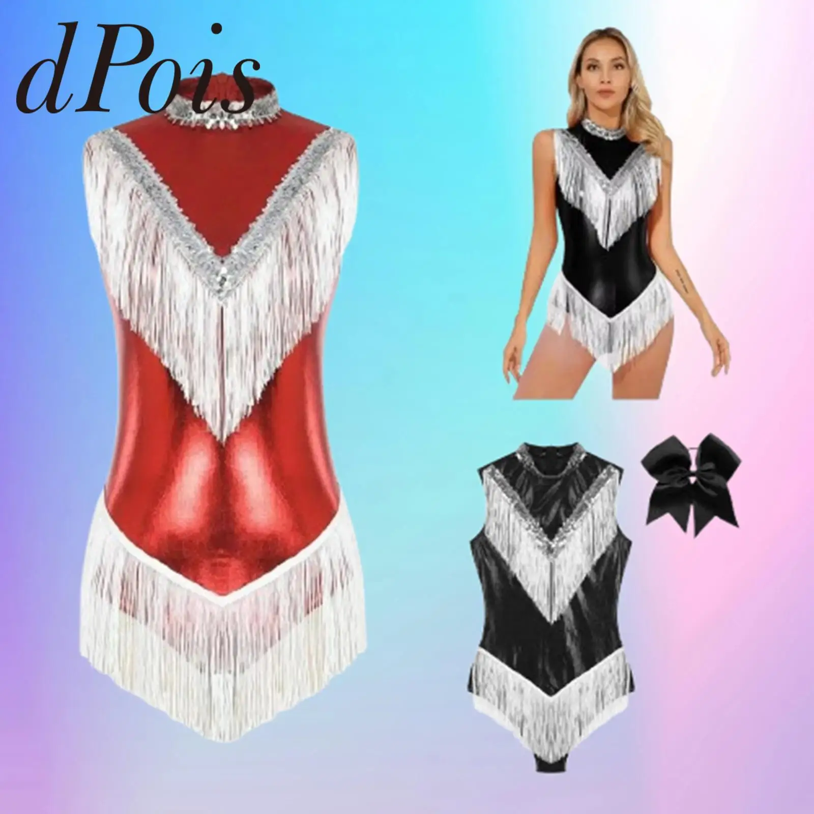 

Купальник с кисточками и бахромой, женские костюмы для самбы, металлические костюмы черлидинга, ча-ча, танго, боди для латинских танцев, блестящая танцевальная одежда с блестками