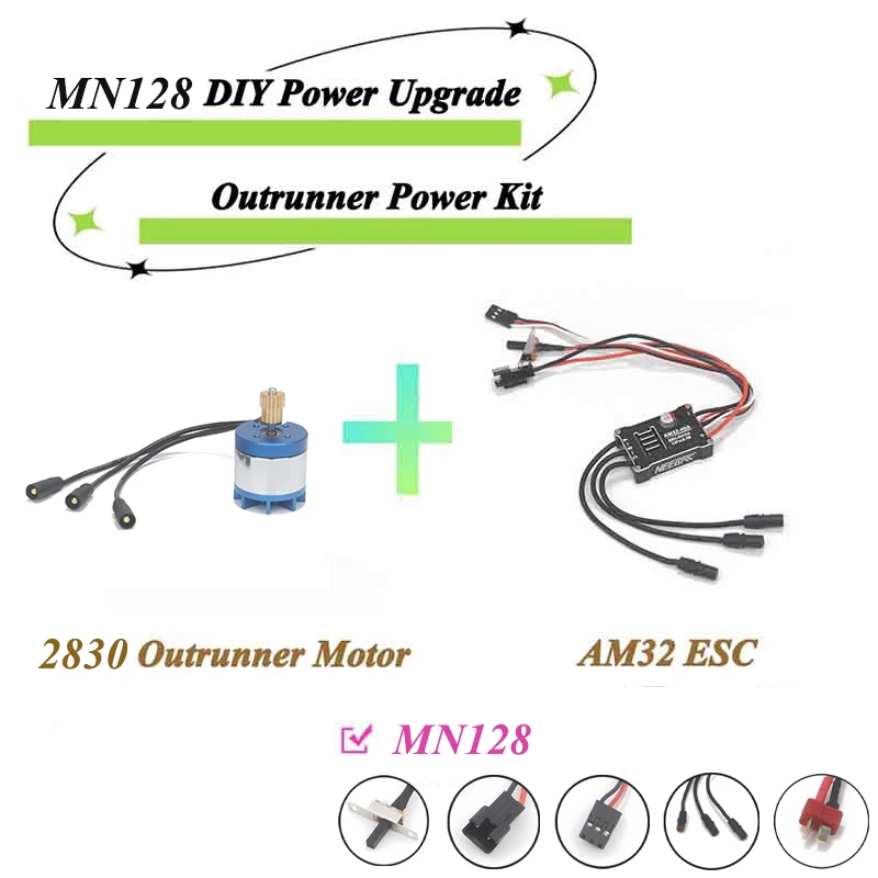 2830 2400KV Brushless Motor AM32 45A Metal ESC SM3.0/T Plug USB/Type-C Adapter for 1/12 RC Crawler MN128 MN86 Upgrade Power Kit