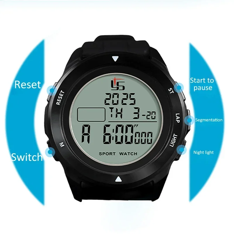 Chronometer, 100 Gruppen, Speicher, Stoppuhr, 0,001 Sekunden Genauigkeit, professionelle LCD-Digital-Sportuhr, wasserdicht, leuchtende Stoppuhr, Timer