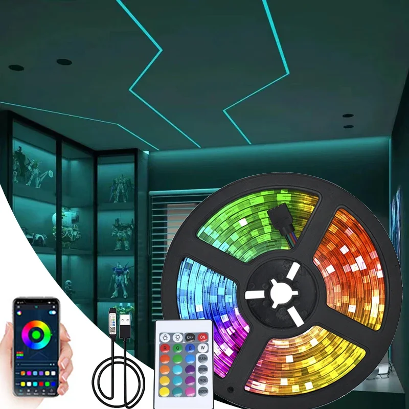 Led Strip Licht Rgb Kleur Usb Tpae Bluetooth 18/Led Strip Slaapkamer Decoratie 5050 1M 2M 3M 4M 5M 10M Tv Led Backlight Voor Familie