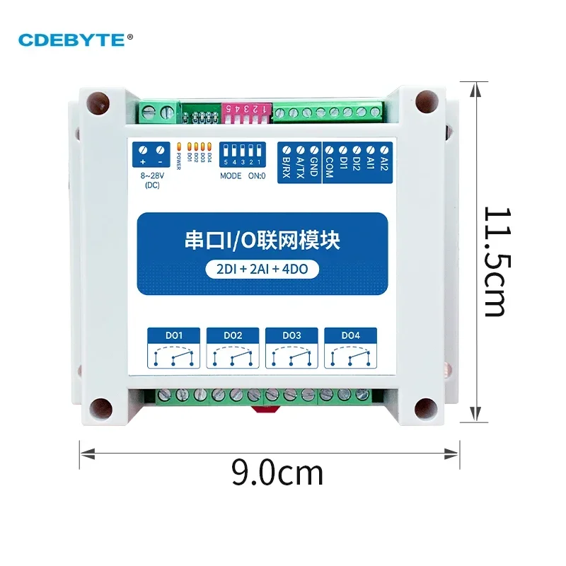 MA01-AACX2240 IOT RS485 ModBus RTU, módulos de red de E/S con puerto serie, salida de 4 interruptores, 2DI + 2AI + 4DO, Watchdog de estabilidad para