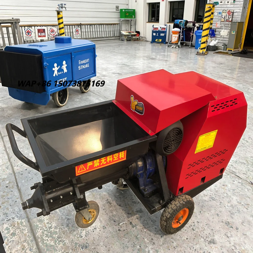 Portable Cement Mortar Spray Plastering Machine Engine Motor Integrated Pump Compressor for Easy Operation High Digging Power
