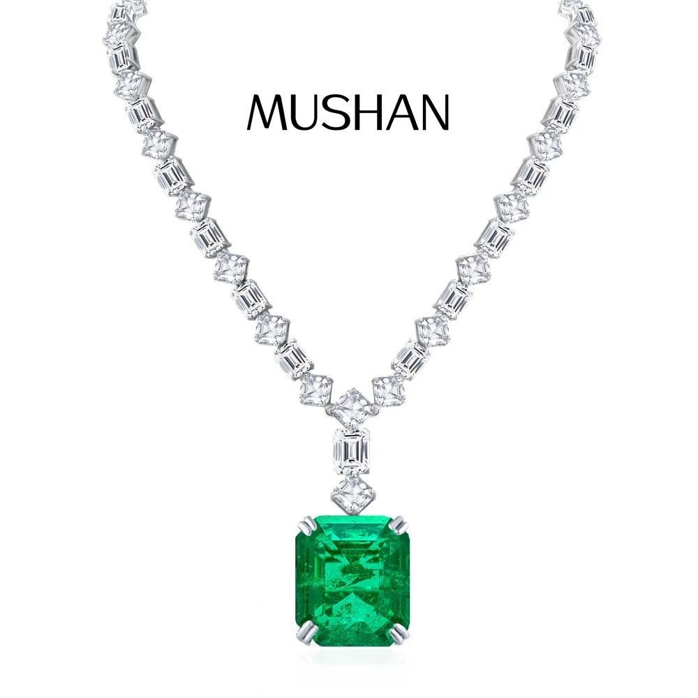

Ювелирные изделия MUSHAN класса люкс, ожерелья и подвески из стерлингового серебра 925 пробы, изумрудное ожерелье HCD 62 карата для женщин, ювелирные украшения высокого качества