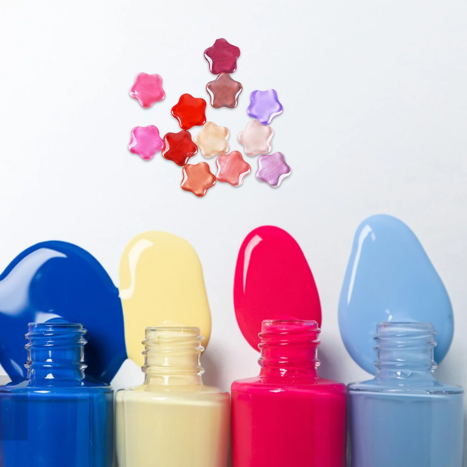 

20 шт. прозрачные стеклянные бусины для демонстрации лака для ногтей в уникальной форме цветка сливы, повышенная видимость для тестирования гель-лака и