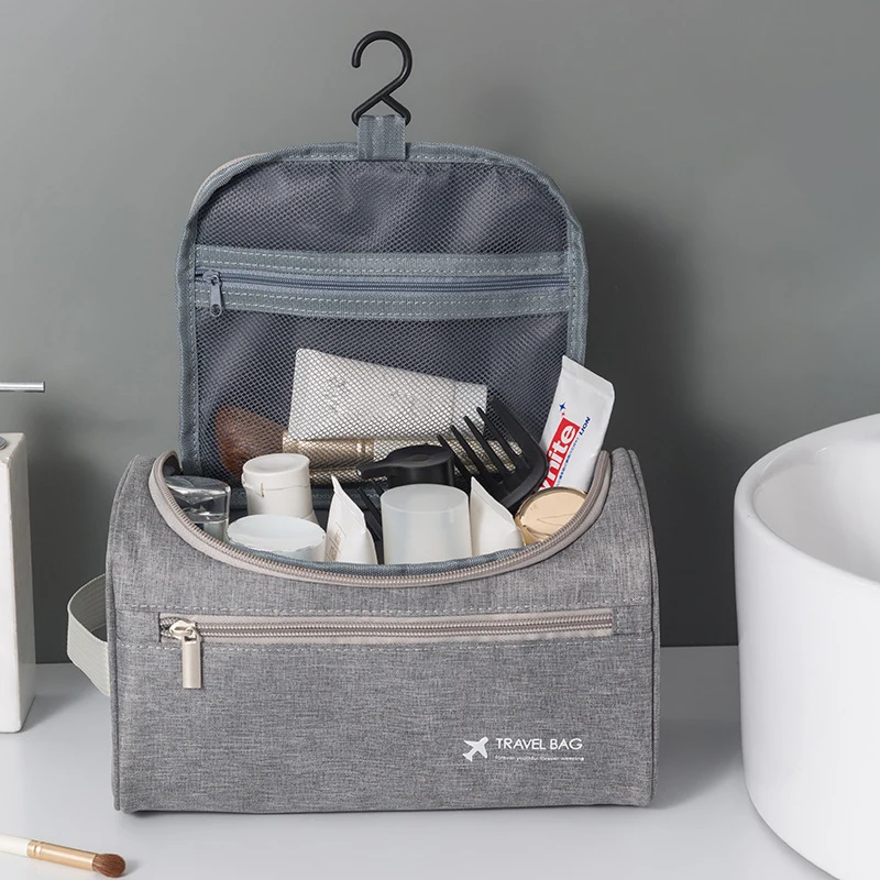 Trousse de Toilette de Voyage Pliable Grande Capacité à Suspendre, Sac Cosmétique Zippé, Pochette de Lavage, Organisateur de Beauté pour Homme et Femme