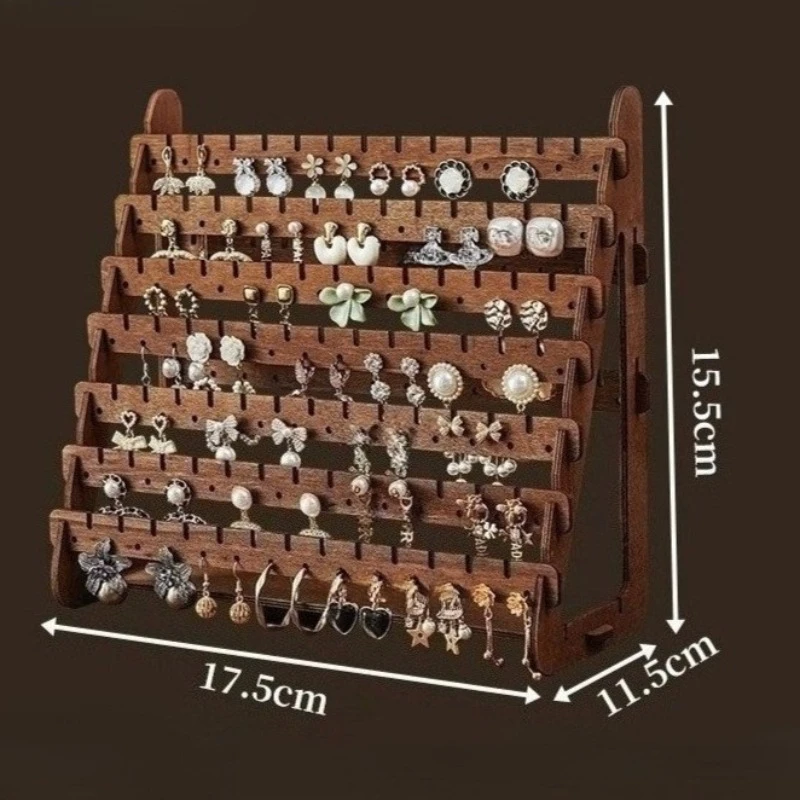 رف القرط الخشبي الأقراط الكبيرة عرض الرف بالجملة مجوهرات المنظم حامل حلية المحمولة حامل تخزين المجوهرات #6