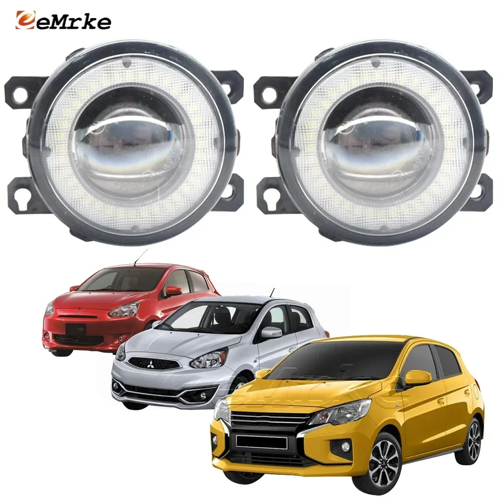 Car Lens Led Fog Lights Assembly Angel Eye DRL Ring Daytime Runinng Light for Mitsubishi Mirage Hatchback, Space Star 2012-2022