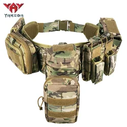 YAKEDA Tactical Belt wilth Holster Magazine Pouch Hunting Gadget Pouch Waist Bag Adjustable MOLLE Padded Patrol Duty Belt Combat