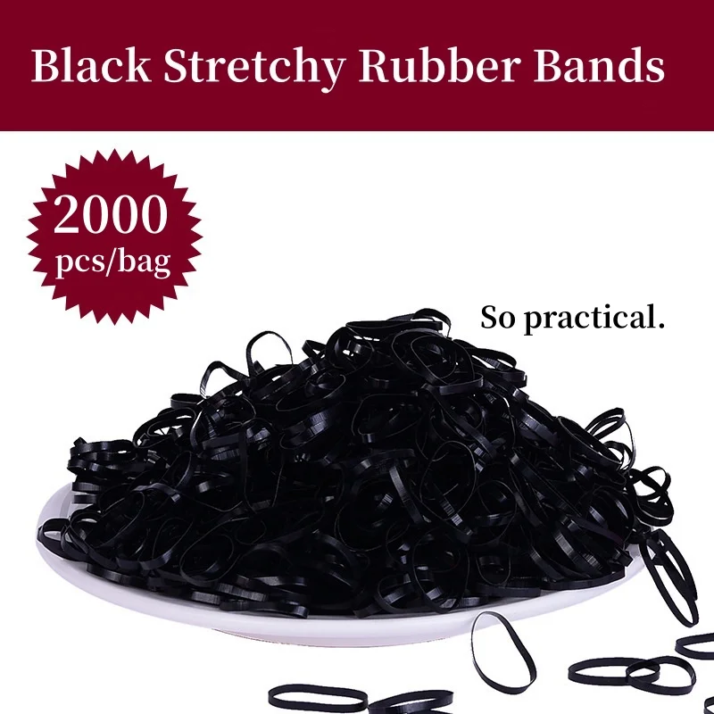 500-2000pcs/bag Black Hair Elastic Rope Hair Holders Rubber Bands Elastics Women Girls Bind Tie Ponytail Holder Accessories