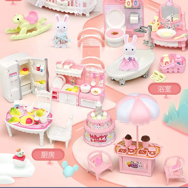 Little Rabbit Dresser Lovely Scene Play Toys Simulation Modelling Children Birthday Gift Indoor Parent-Child Interaction