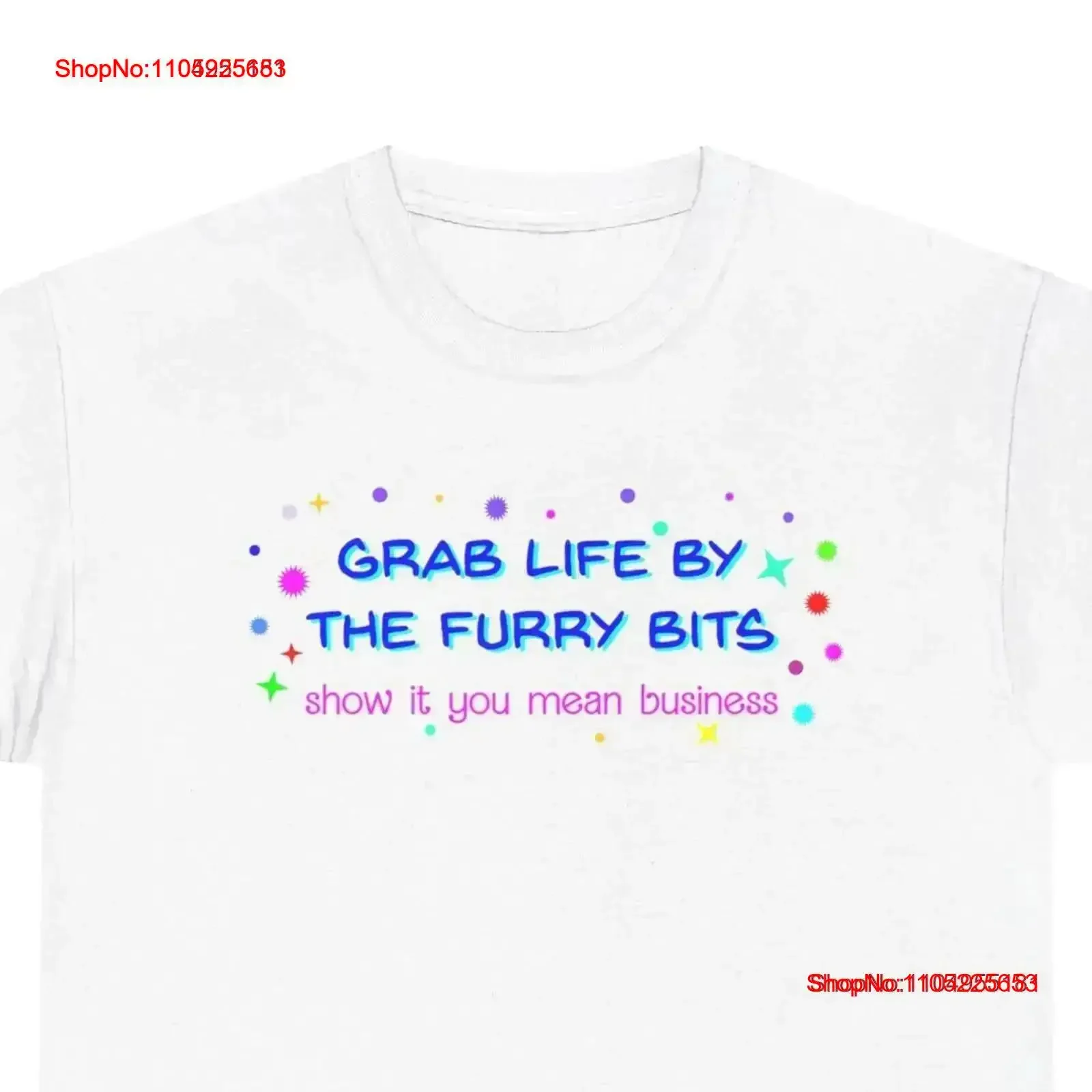 تي شيرت Grab Life by the Furry Bits Show It You Mean Business من القطن الثقيل تي شيرت عتيق مغسول ملابس الشارع ذات رسومات ناعمة عتيقة #1
