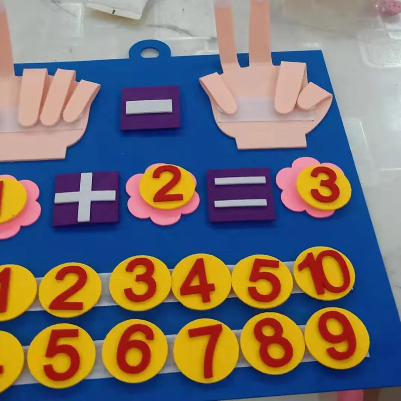 Tablero educativo de fieltro Montessori para niños pequeños, juguete de ayuda para la enseñanza de números y dedos, matemáticas, Aprendizaje Temprano