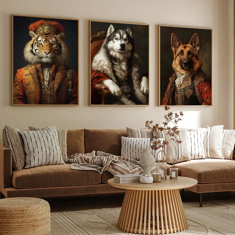 Aristocratic Llama Corgi Duck Tiger Victorian Animal Portraits Poster Royal Cat Canvas Painting Print Wall Art Room Home Decor