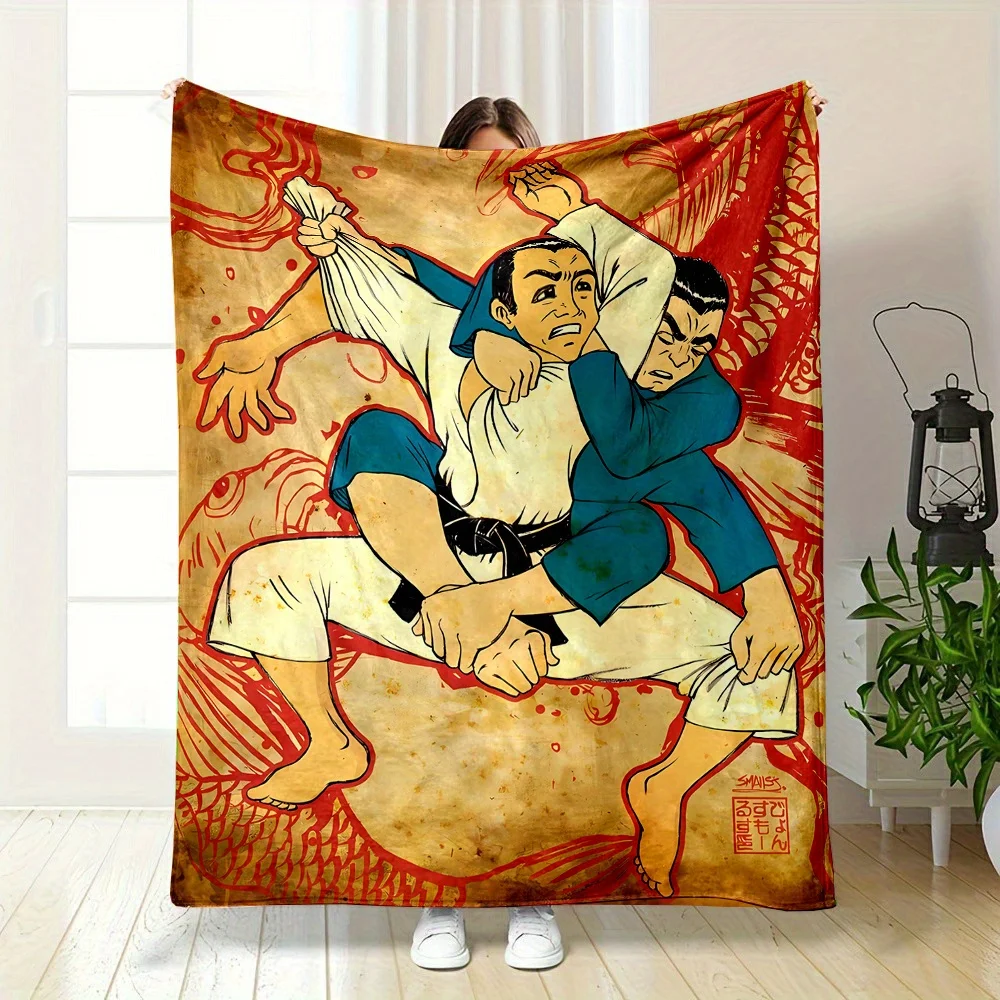 Ultra-Soft Flannel Throw Blanket with 3D Judo Print - Versatile, Reversible Design for All Seasons - Perfect for Bed, Sofa, Camp