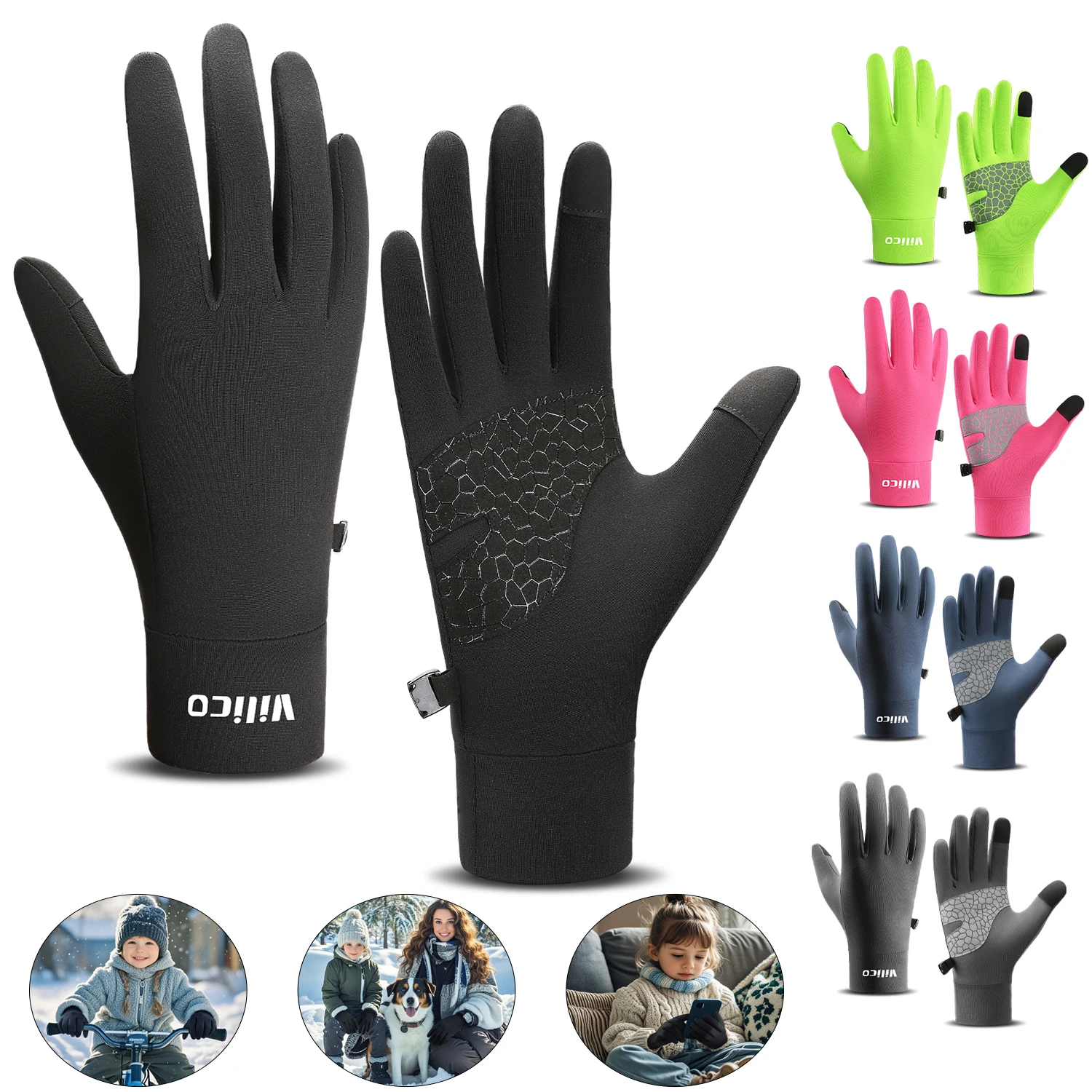Outdoor Herbst Und Winter Kinder Sport Laufen Radfahren Touchscreen Warme Handschuhe Mit Plüsch Isolierung Für Kälte Radfahren