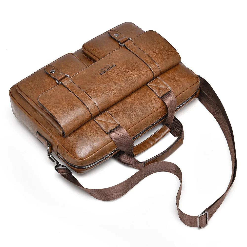 Men's business briefcase, large-capacity high-end laptop bag, single-shoulder crossbody simple hand-held briefcase