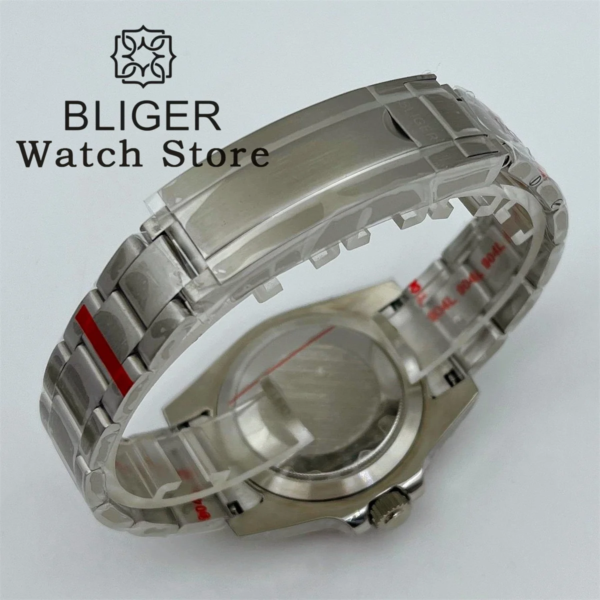 BLIGER 40mm NH35 PT5000 Automatic Red Black Blue Green Diving Watch For Men Stainless Bracelet Date Magnifier Deep waterproofing