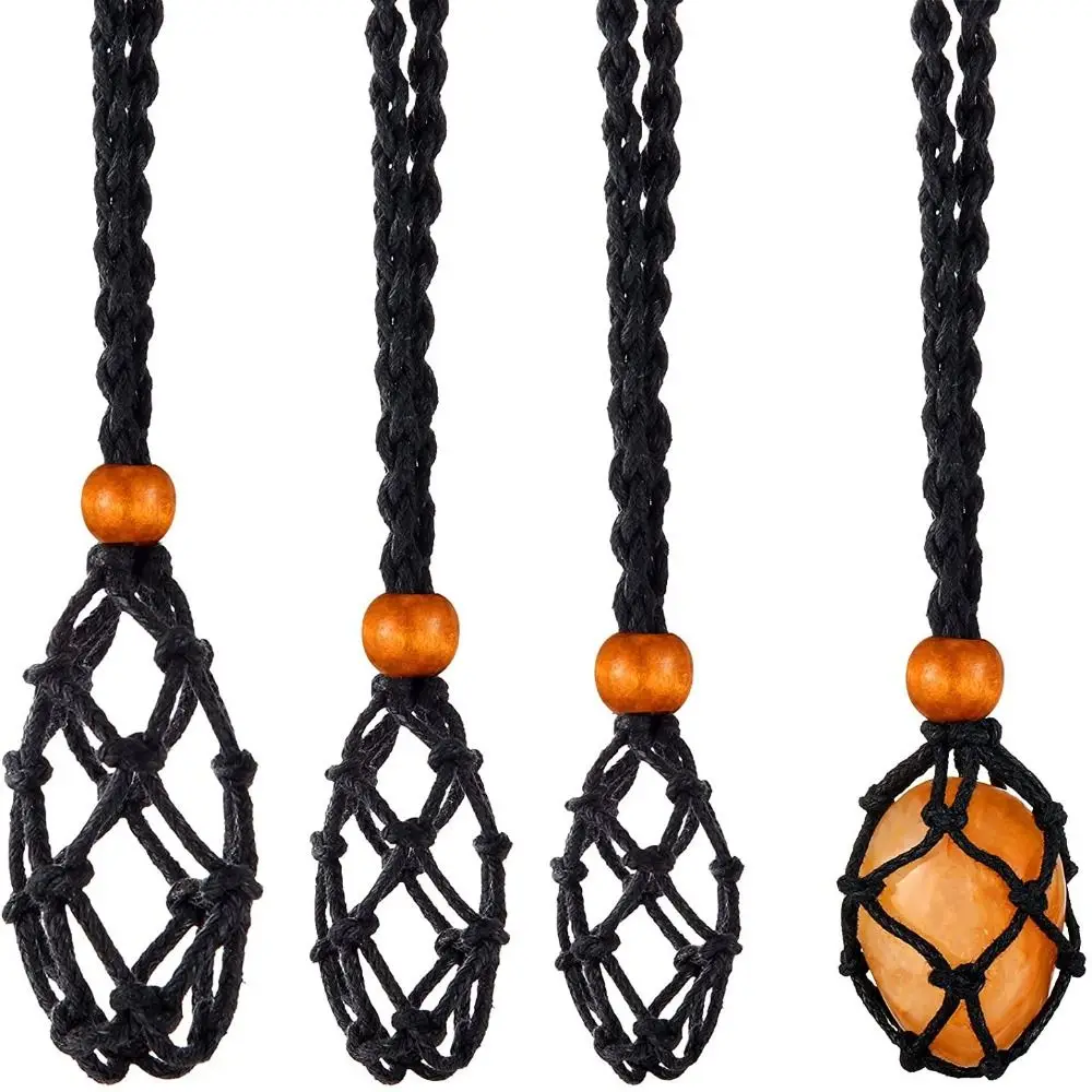 Cordón trenzado de cristal tejido a mano para collar, soporte de cuerda de cera, longitud ajustable