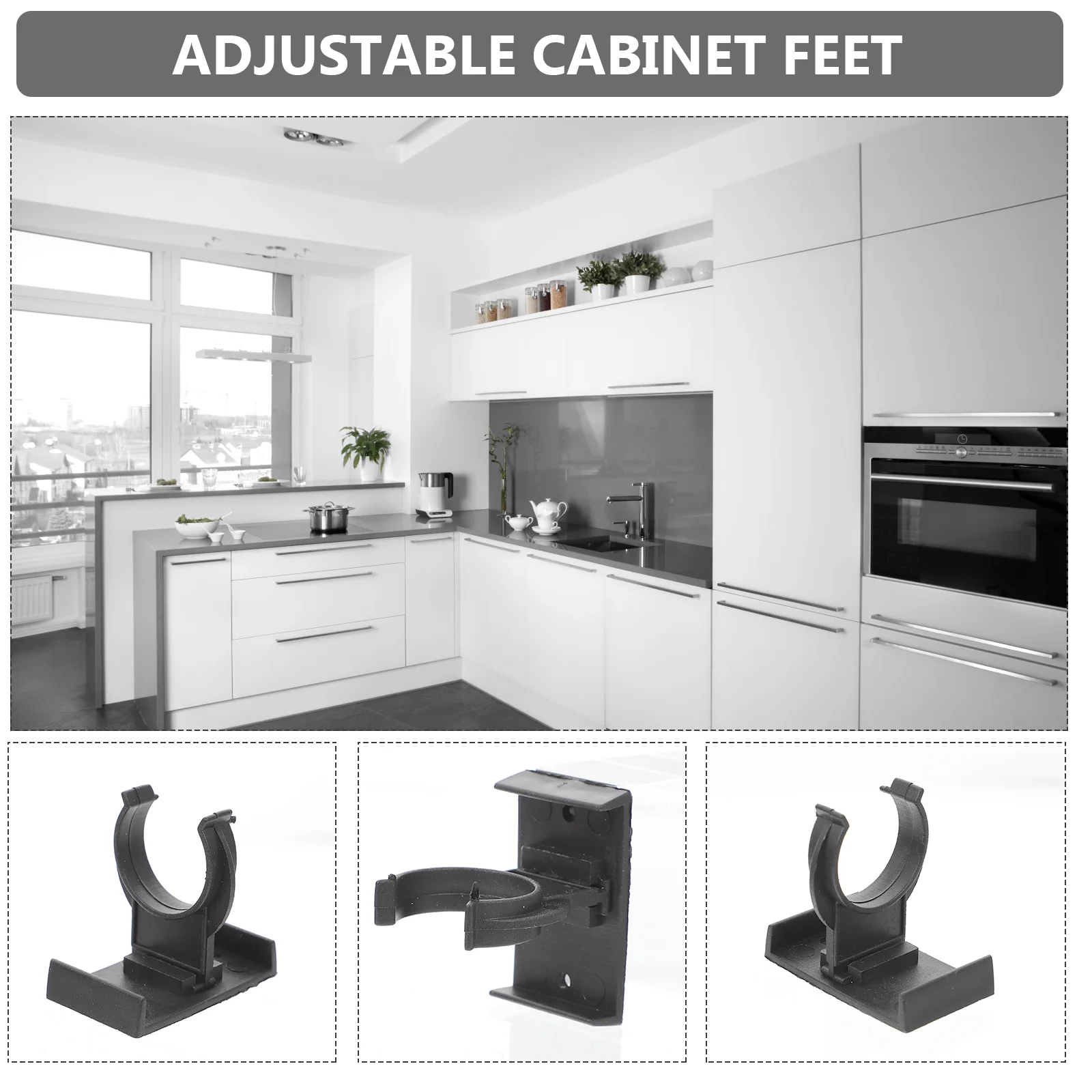 10 Sets Cabinet Legs Adjustment Foot Buckle Kickboard Clamps for Woodworking Plastic Furniture Accessories