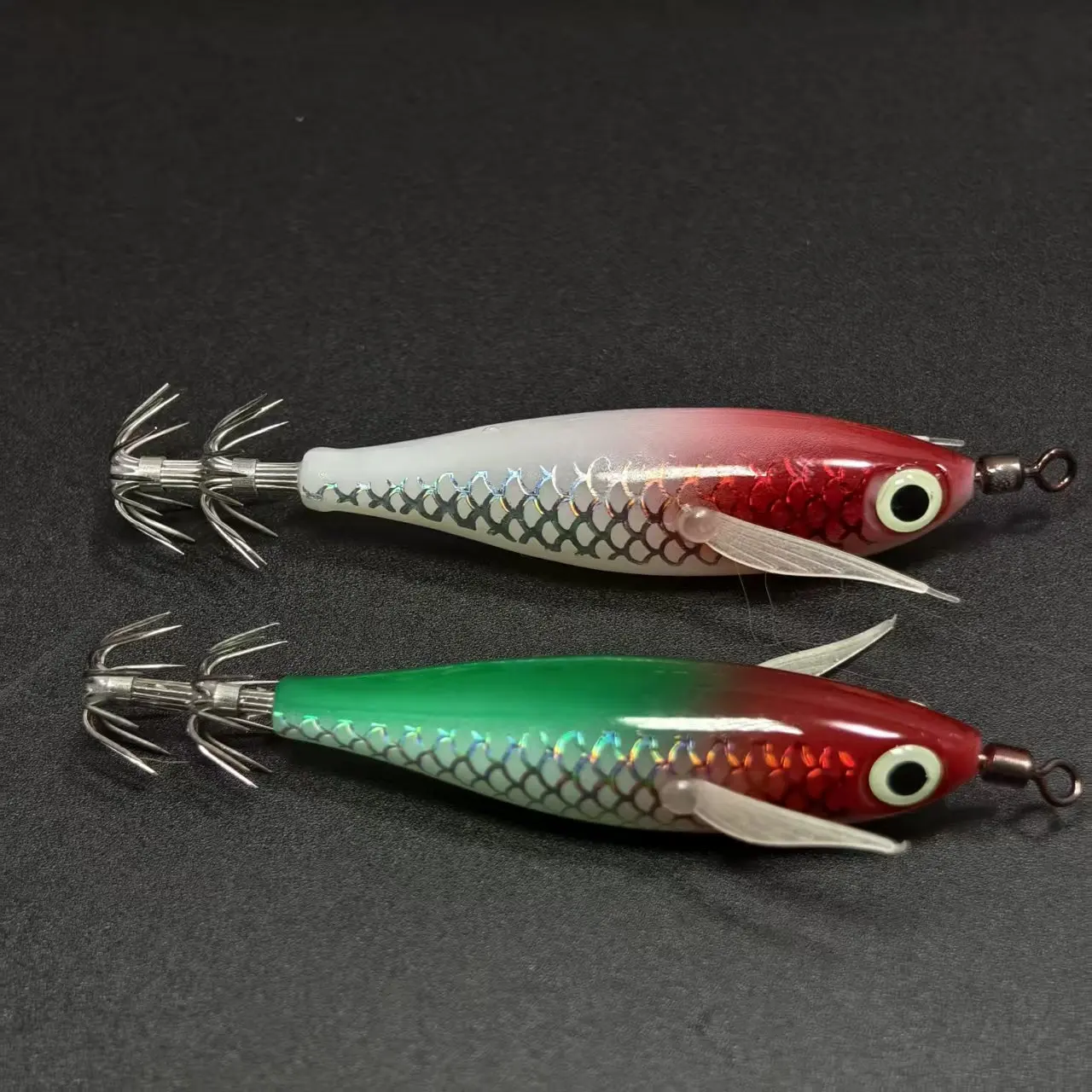 2 قطعة الصيد إغراء الحبار هوك 8 سنتيمتر 5.6 جرام كامل الجسم Noctilucent الخشب الروبيان المزدوج هوك صنع الضوضاء الصيد الطعم الصيد اكسسوارات