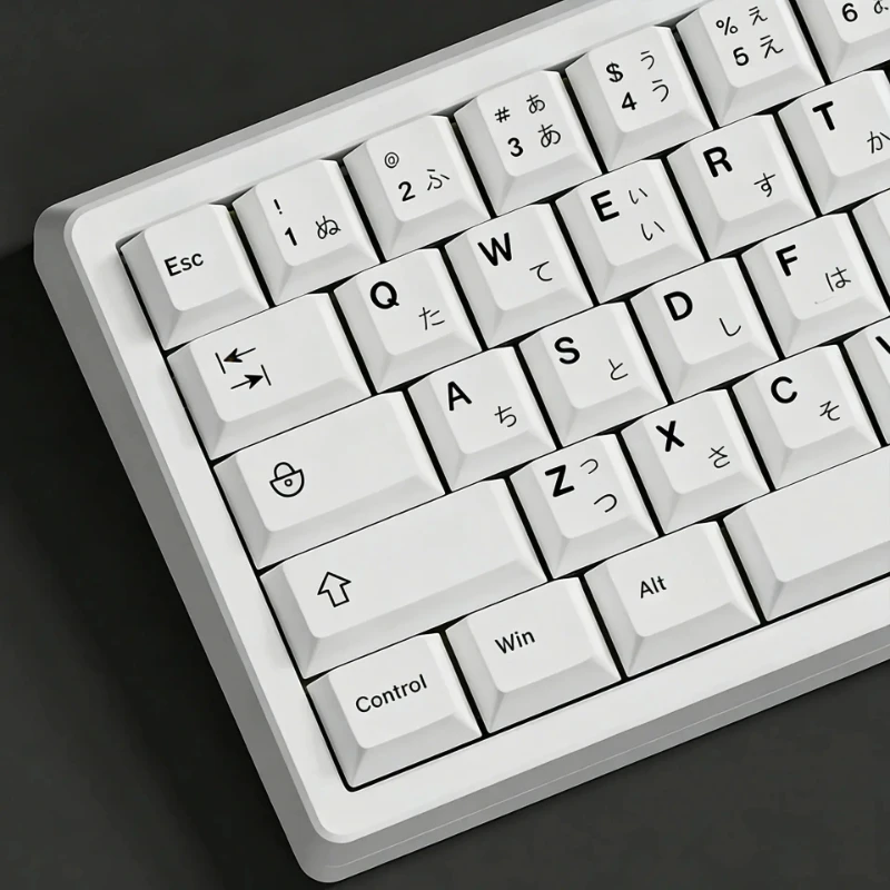 125 Keys PBT Black White Japanese Keycaps Cherry Profile Gaming Mechanical Keyboard Supplement 1.75U 2U Shift Space Bar
