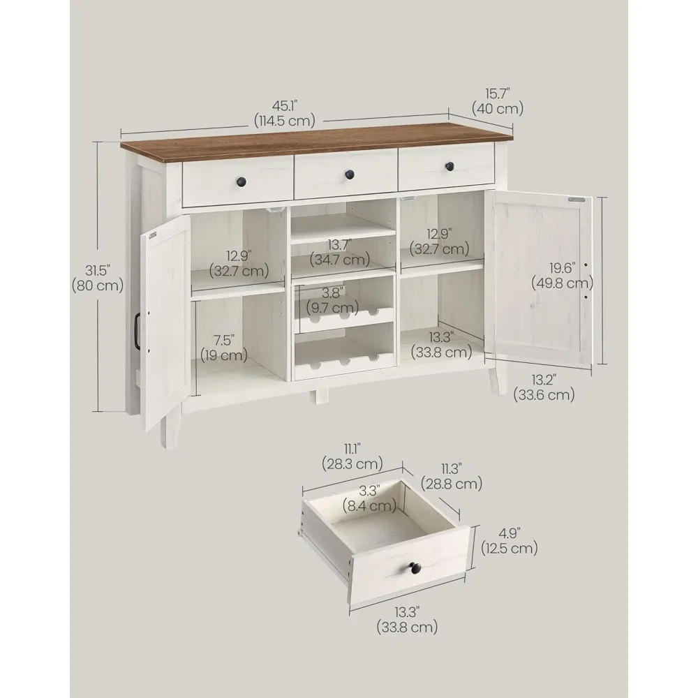 Buffet Cabinet, Sideboard Cabinet with Storage and Drawer, with Doors, Height Adjustable Shelf, Farmhouse Style, for Living Room