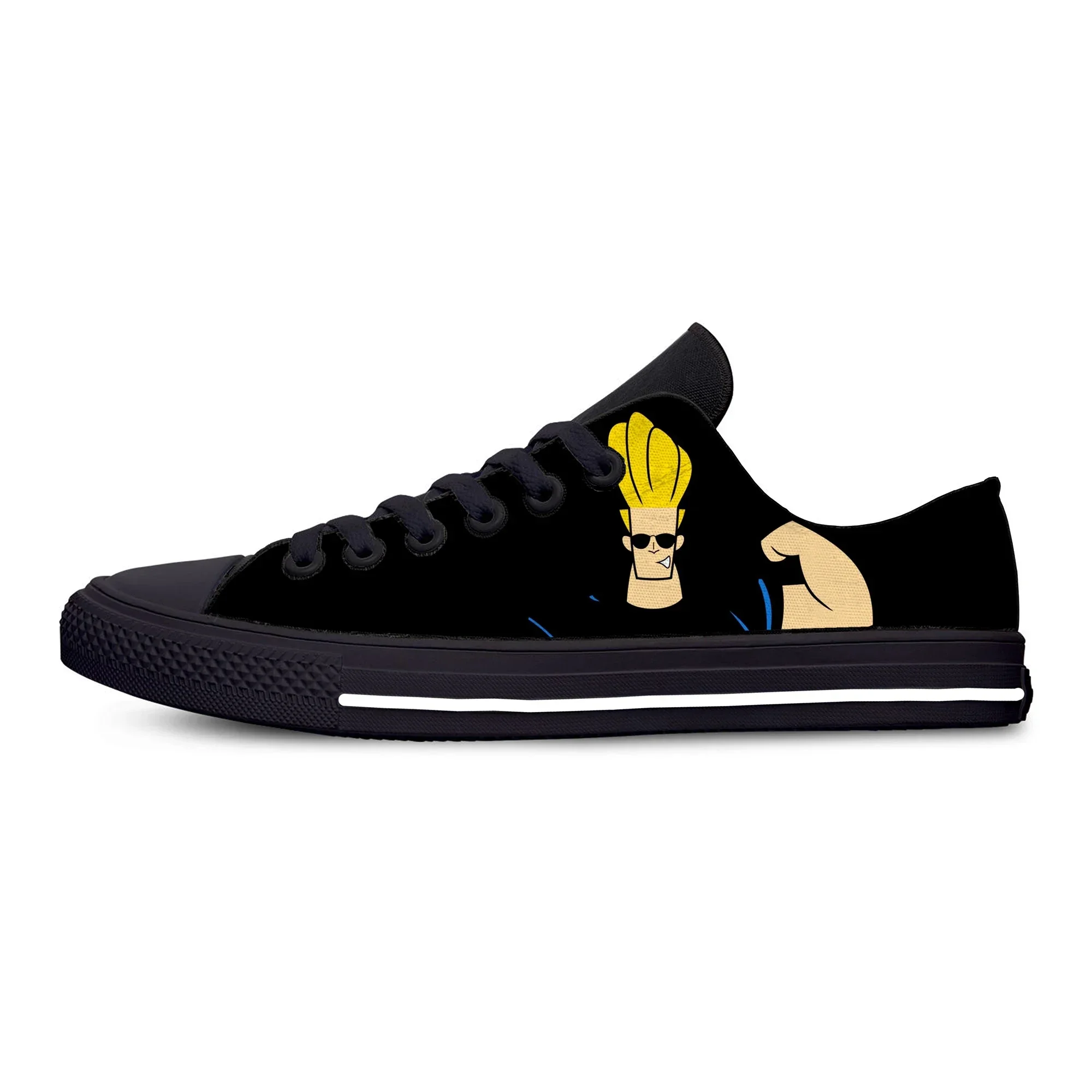 

Johnny Bravo Biceps Fitness Shoes Red MuscleNerd Bodybuilding Quality Cartoon Breathable Man Canvas Shoes Low Top Board Shoes