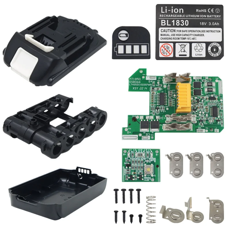 Bl1815 li-ion bateria caso proteção de carregamento pcb placa de circuito led indicador caixa de etiqueta para makita 18v 1.5ah 3.0ah caixas