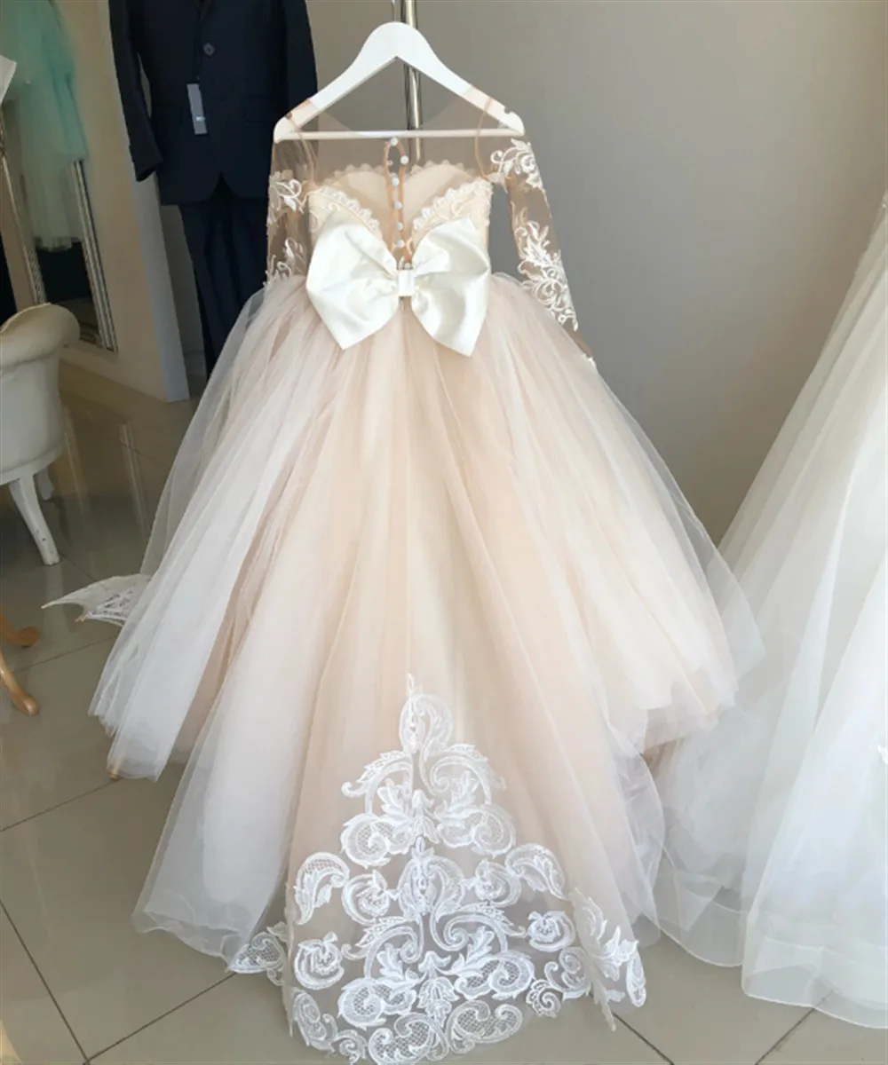 robe-de-demoiselle-d'honneur-elegante-pour-enfants-en-dentelle-et-tulle-avec-boutons-et-nœud-robe-de-premiere-communion-robe-de-bal-robe-de-princesse-robe-de-mariage-robe-de-demoiselle-d'honneur