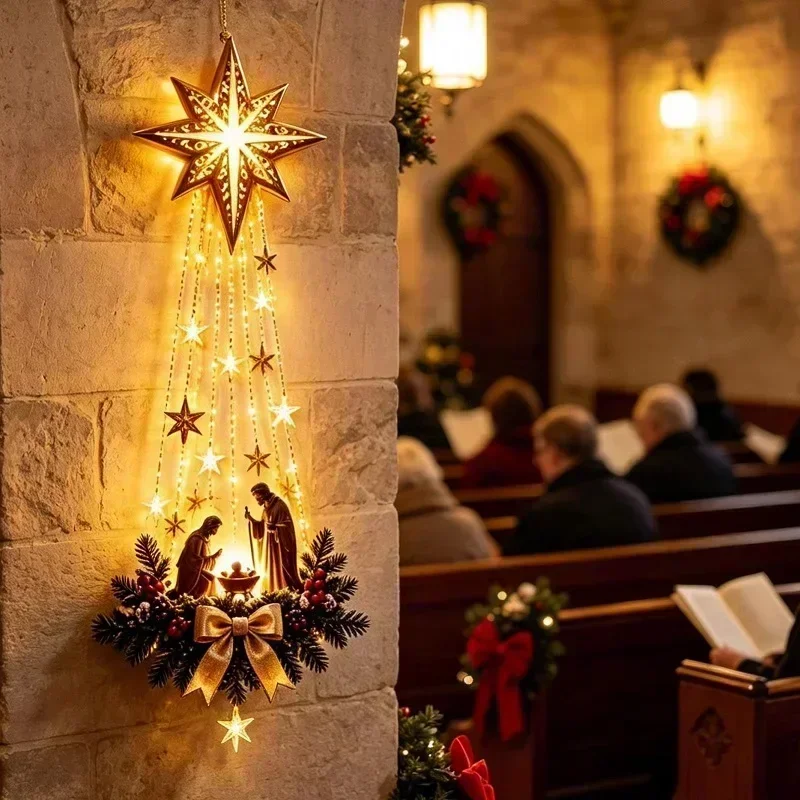 2027Christmas，Bethlehem Star of Faith, Lighted Nativity,, Wall Decor,Glowing Christmas Hanging Ornament, LED Lights for Indoor - view 4