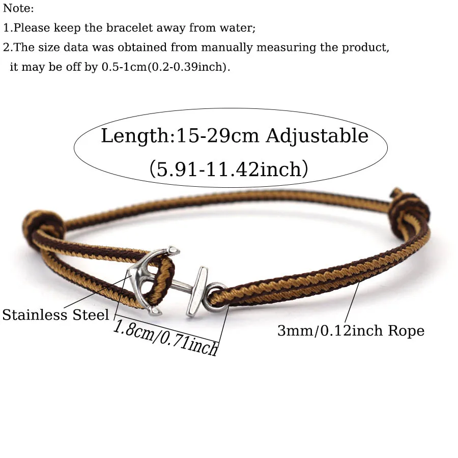 Minimalist Anchor Thin String Bracelet Unisex Stainless Steel Sliding Adjustable Ethic Rope Armband Adventure Hombre Pulseira view 5