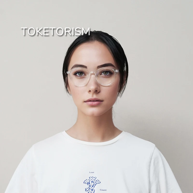 Toketorism Anti Blue Round Optical Glasses Woman Ultralight Transparent Men's Reading Eyeglasses