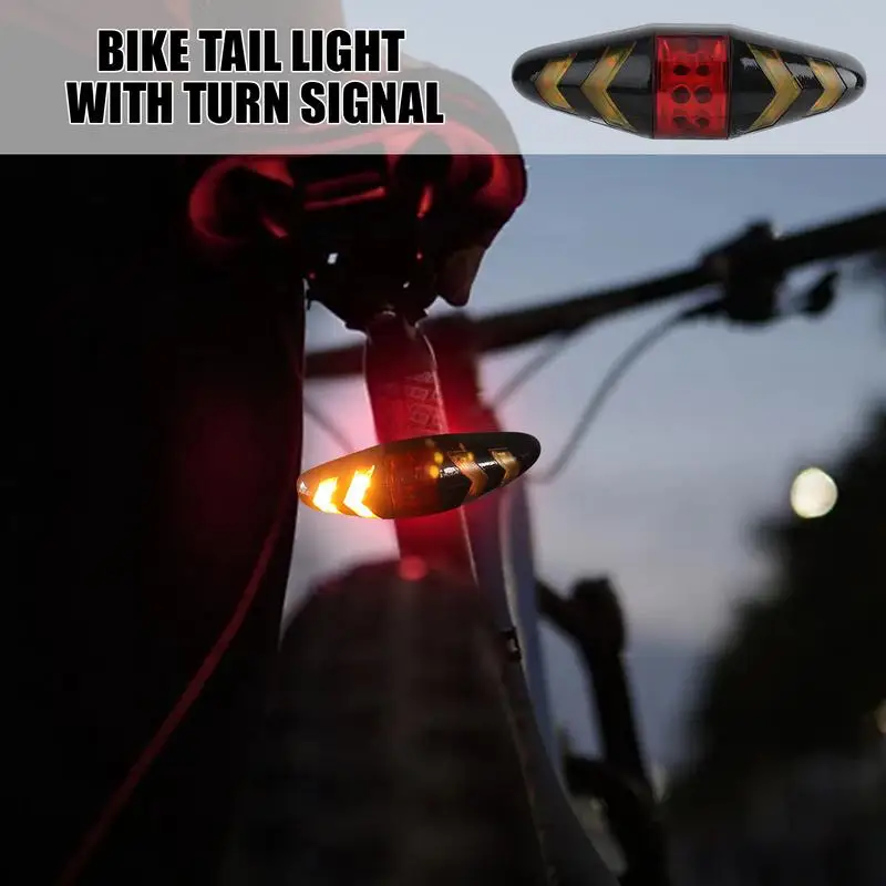 Bike Turn Signals Rear Rack Bike Light Turn Signal Water Resistant Ultra Bright USB Rechargeable 6 Lighting Modes Bicycle Tail