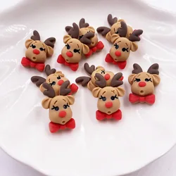 10PCS  Kawaii Colorful Resin Christmas Elk Flatback Cabochon Mini Cartoon Figurine Scrapbook Decor DIY Hair Bow Craft Supplie