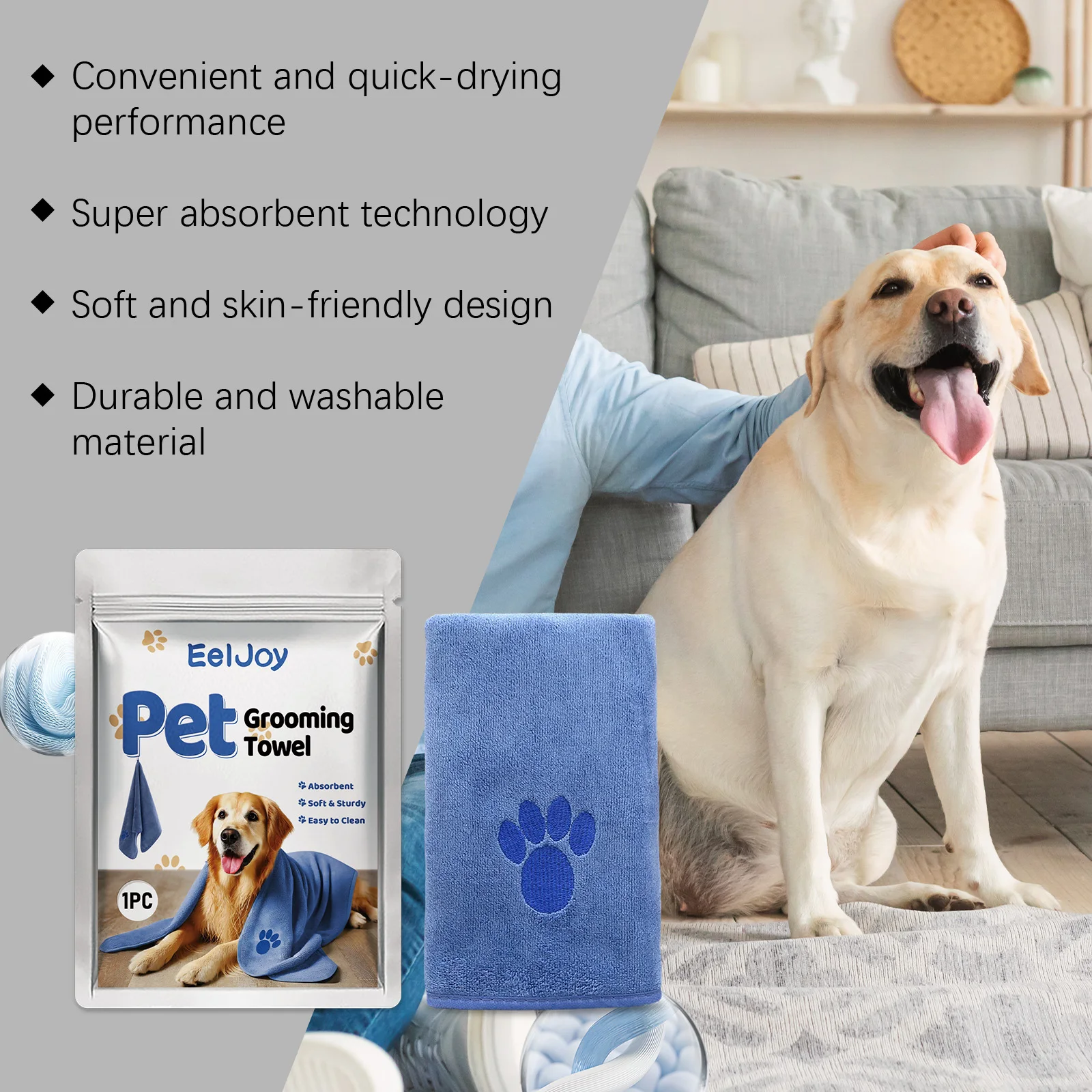 Pet Grooming Towel, Accelerate the Evaporation and Drying of Surface, Moisture Quickly Absorb Moisture from Pet Hair