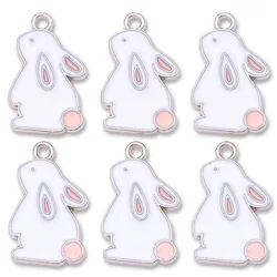 Cute Cartoon Rabbit Pendant Purple Pink Enamel Alloy Animal Charm for Jewelry Making Women's Dangle Earrings Accessories Amulet