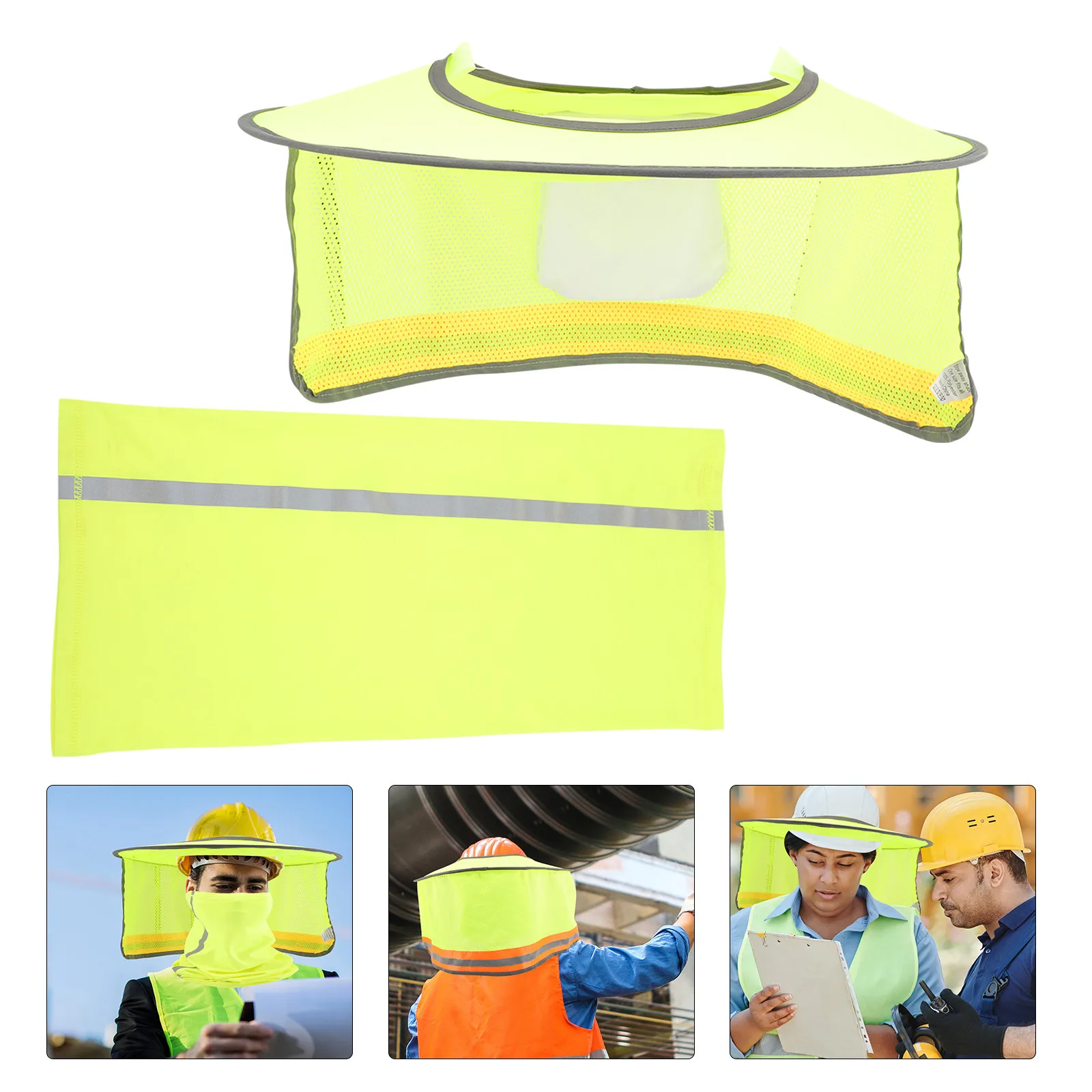 

1 Set Anti-Sand Sun Protection Hat Cover Breathable Mesh Neck Shield For Hard Hats Outdoor Workers Reflective Safety Accessory