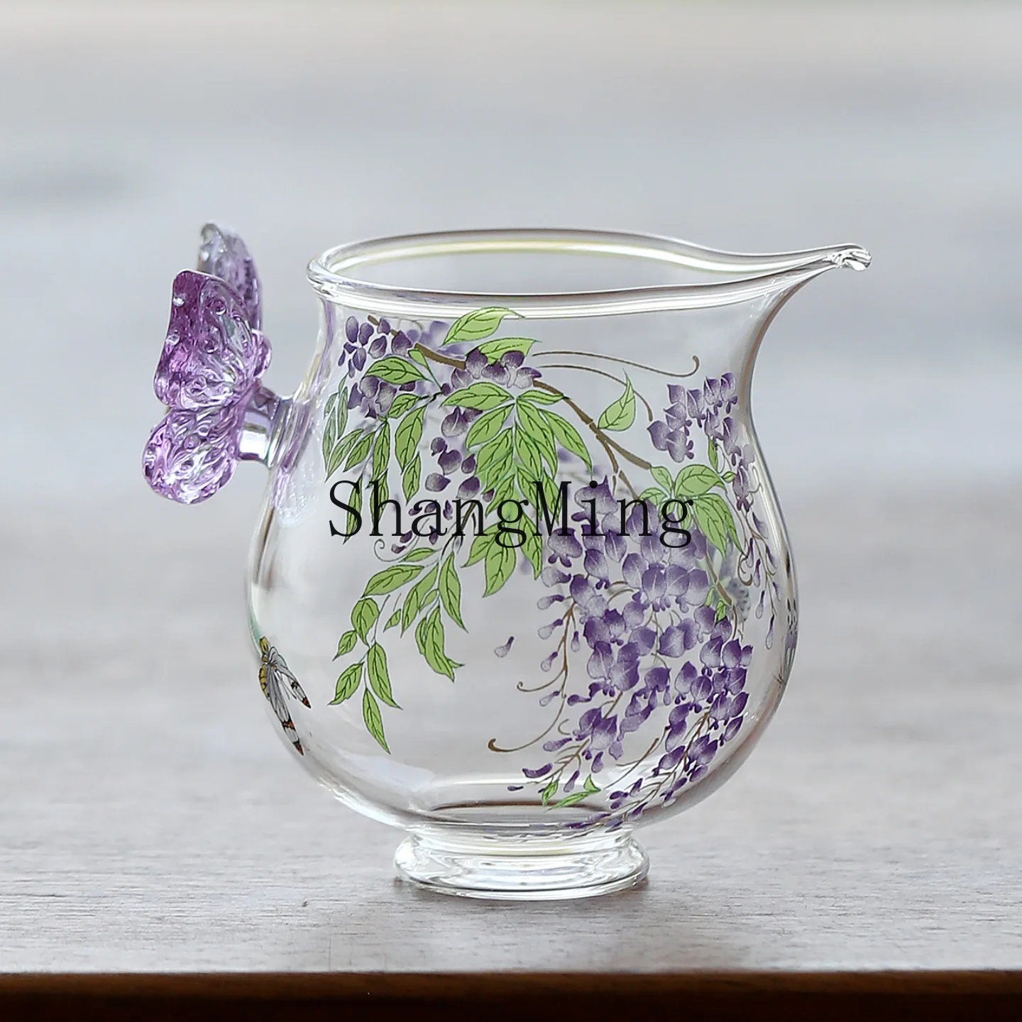 

DSA high-value wisteria flower butterfly heat-resistant glass fair cup transparent and exquisite women's tea dispenser