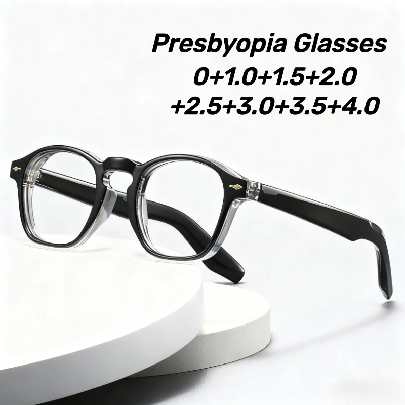 

Presbyopia Glasses for Men and Women Stylish Square-Frame Blue Light Blocking Glasses with Plus Diopters Far Sight Glasses