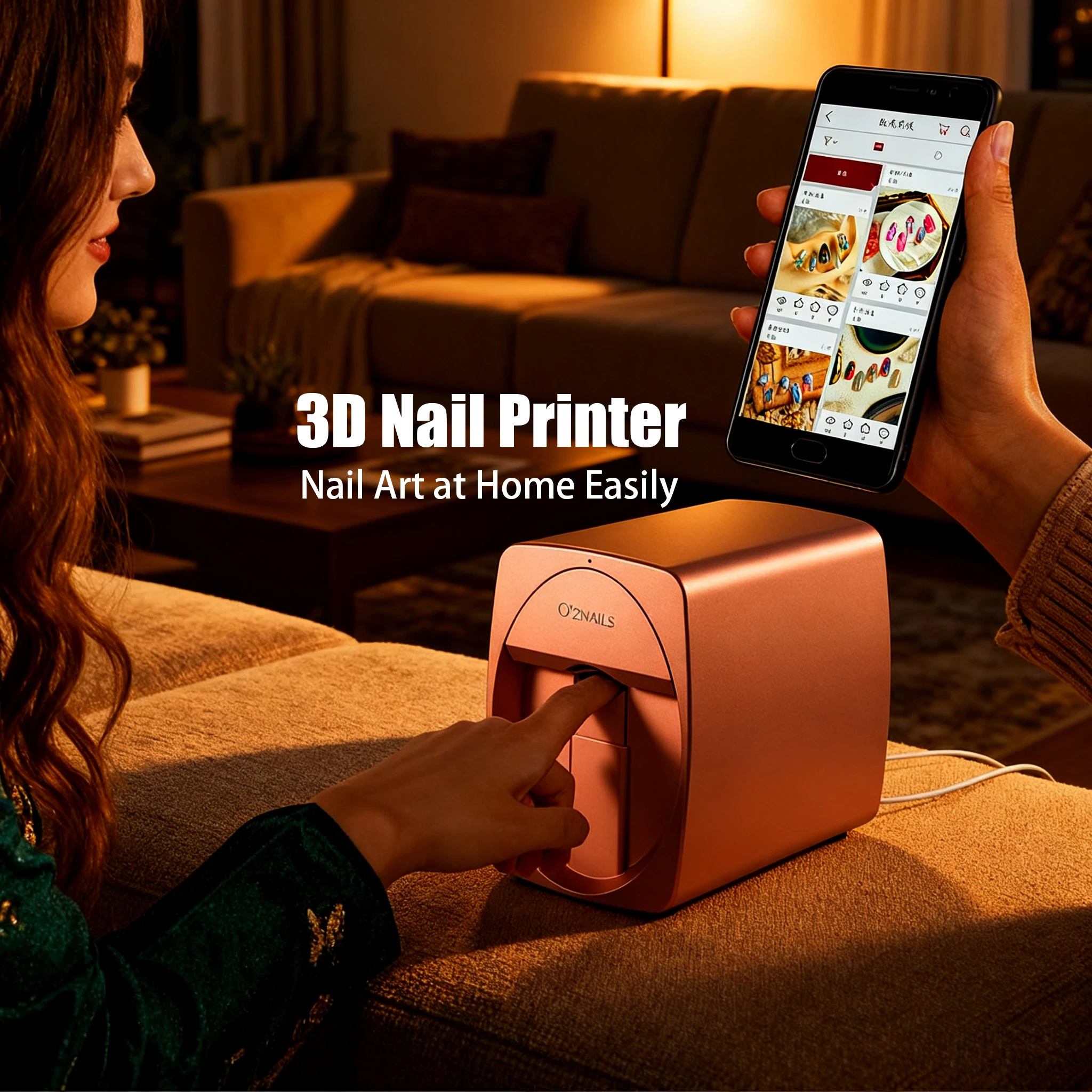

O2NAILS Professional Nail Salon Printer - Advanced 3D Mobile Printing Technology Creates Exquisite Personalized Nail Art